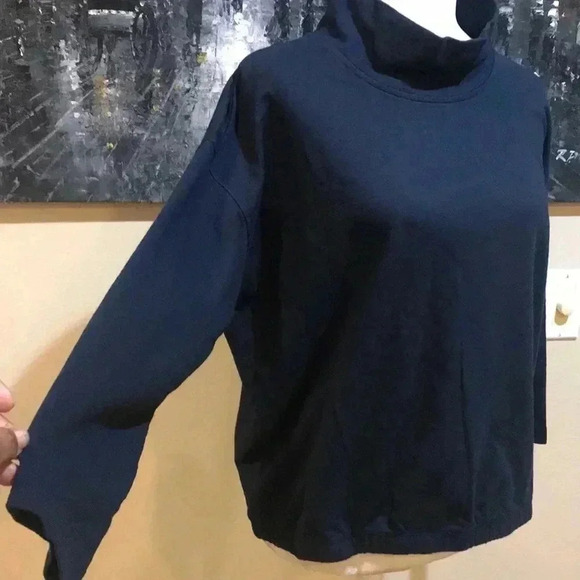 J. Jill Fit Cotton Blend Soft Cowl Neck Elastic Waist 3/4 Sleeves Top-Size MP - Picture 5 of 8